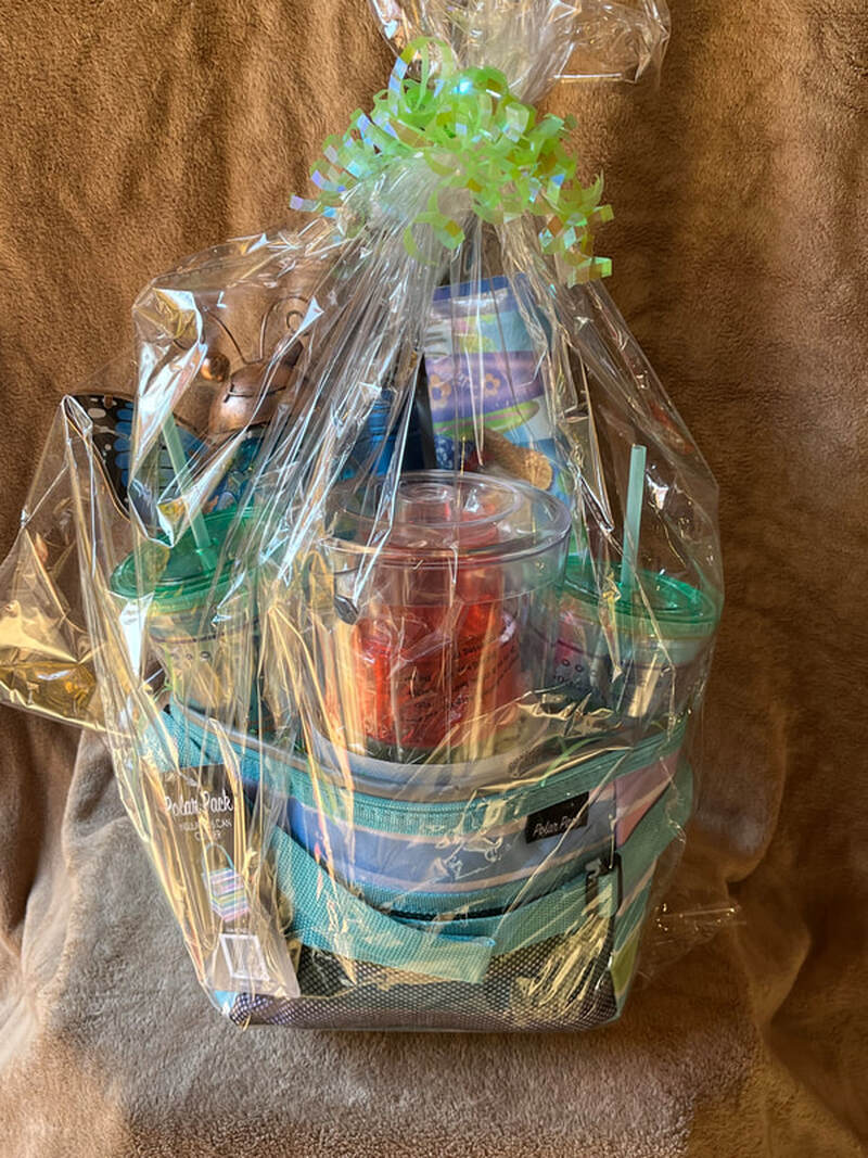 Raffle prize #1: Cooler bag with pitcher, cups, bottle of wine