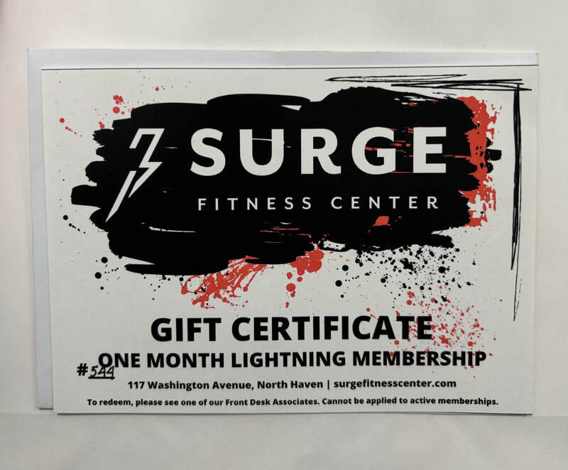 10. Gift certificate for a One Month Lightning Membership to Surge Fitness Center, located in North Haven. Perfect for that New Year's resolution!